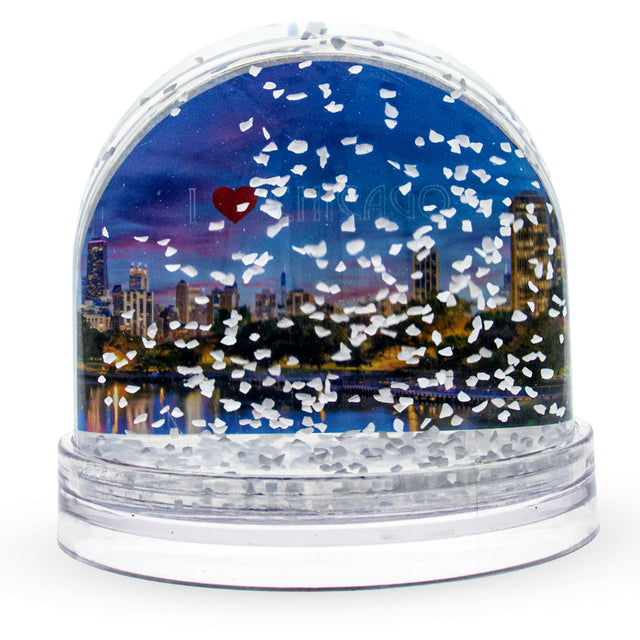 Captivating Chicago: Clear Acrylic Plastic Snow Water Globe Picture Frame in Clear color,  shape