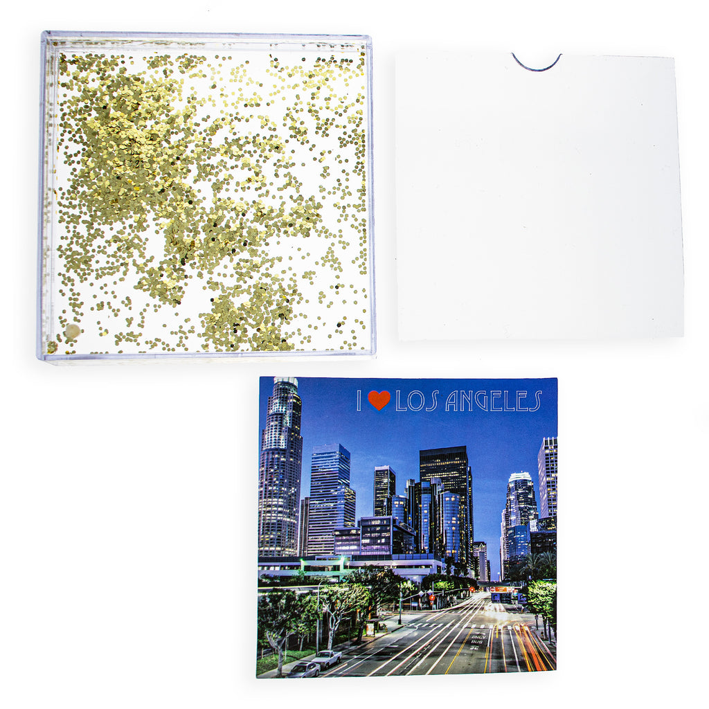 Los Angeles Skyline Clear Acrylic Square Water Globe Picture Frame