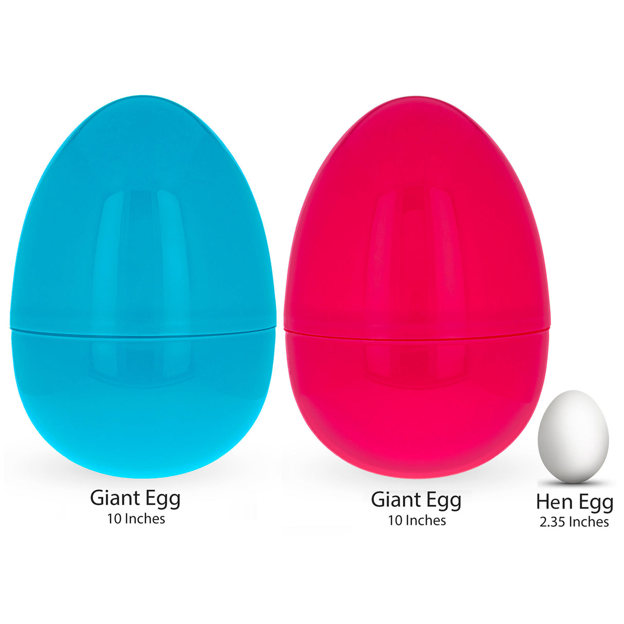 Set of 2 Pink and Blue Giant Jumbo Size Fillable Plastic Easter Eggs 10 Inches ,dimensions in inches: 10 x 7.2 x 7.1