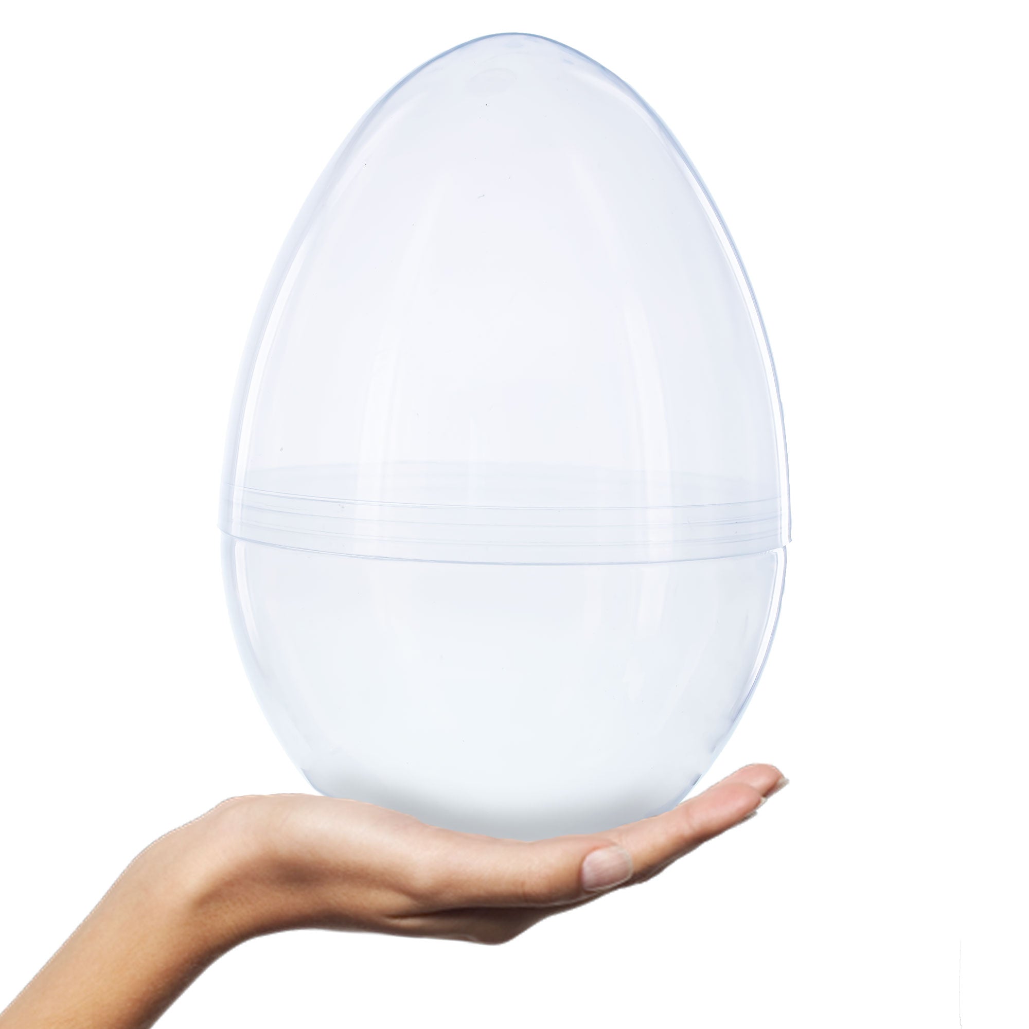 Set of 2 Giant Transparent Jumbo Size Clear Plastic Easter Eggs 10 InchesChina , dimensions in inches: 10 x 7.1 x 7.1