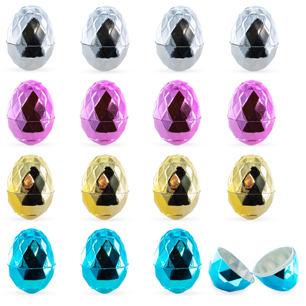 Plastic Dazzling Easter Gems: Set of 16 Multicolored Diamond Plastic Easter Eggs, 2.45 Inches in Multi color Oval
