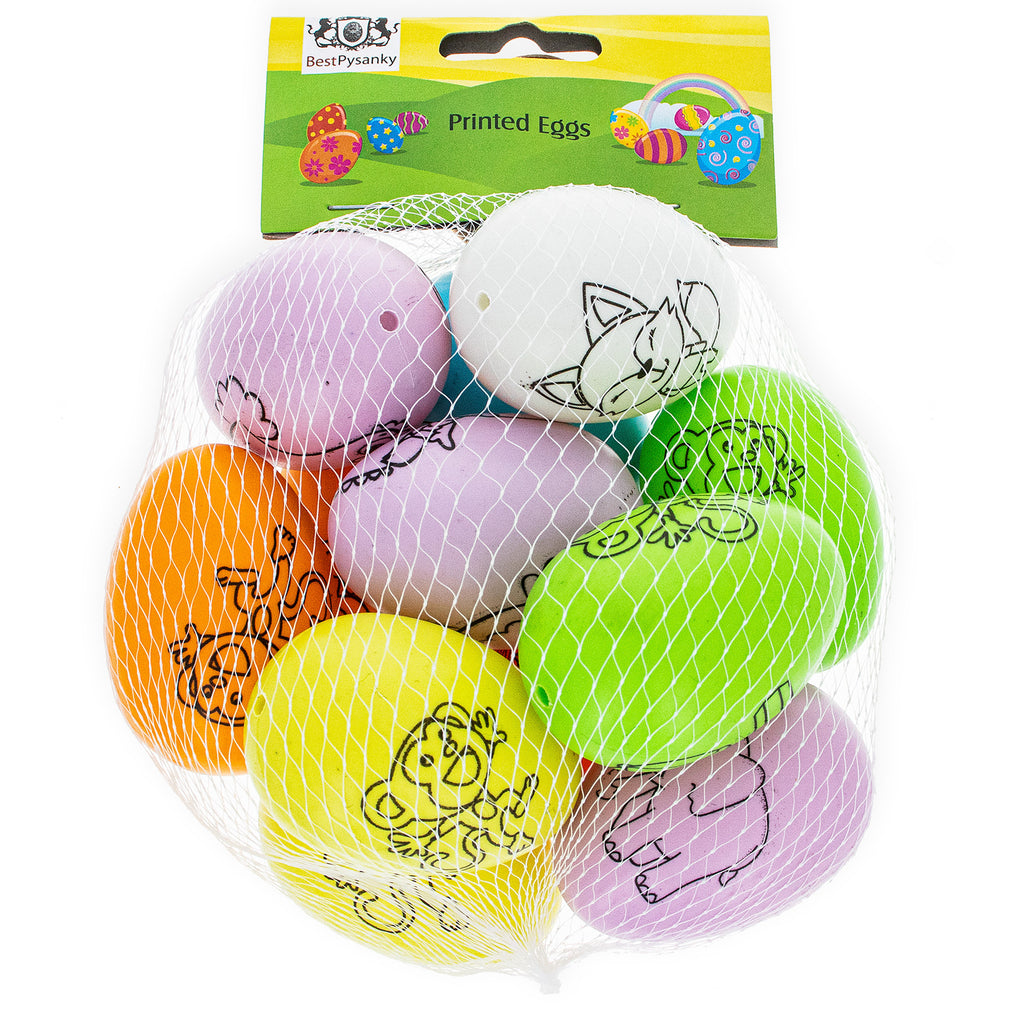 Set of 12 Colorful Printed Solid Plastic Easter Eggs 2.35 Inches DIY ColoringChina , dimensions in inches: 2.35 x 1.65 x 1.65