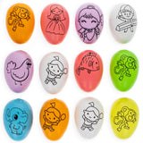 Plastic Set of 12 Colorful Printed Solid Plastic Easter Eggs 2.35 Inches DIY Coloring in Multi color Oval
