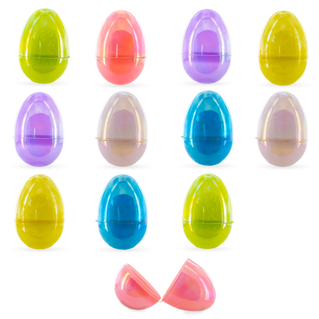 Rainbow Delight: Set of 12 Colorful Plastic Easter Eggs 3.05 Inches in Multi color, Oval shape