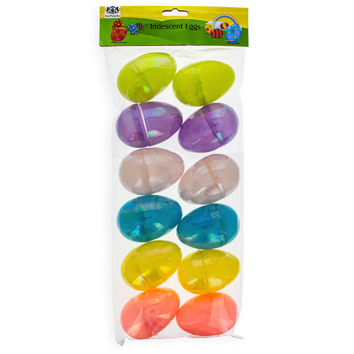 Rainbow Delight: Set of 12 Colorful Plastic Easter Eggs 3.05 Inches ,dimensions in inches: 3.05 x 2.1 x 2.1