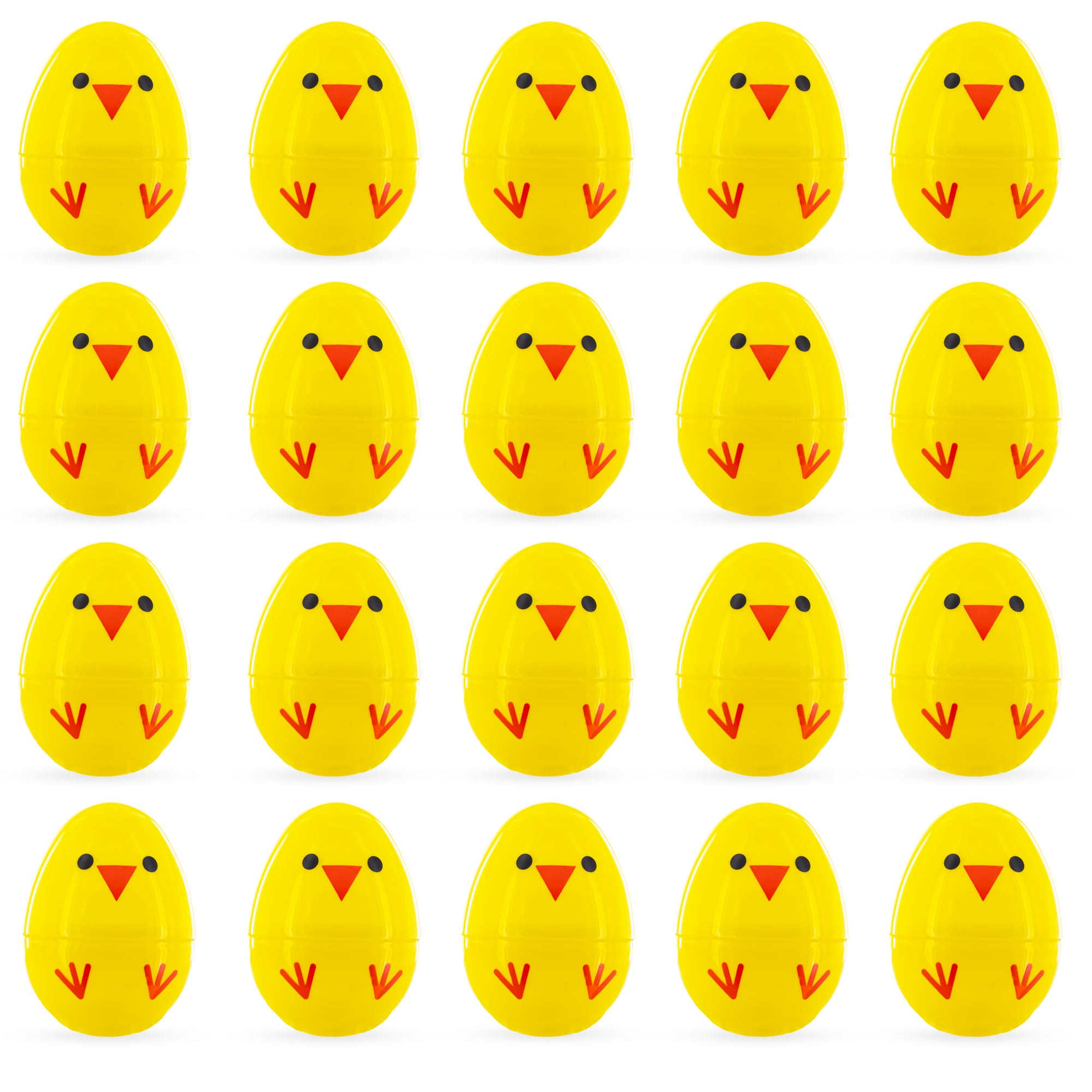Set of 20 Chicks Fillable Plastic Easter Eggs 2.25 Inches in Yellow color Oval