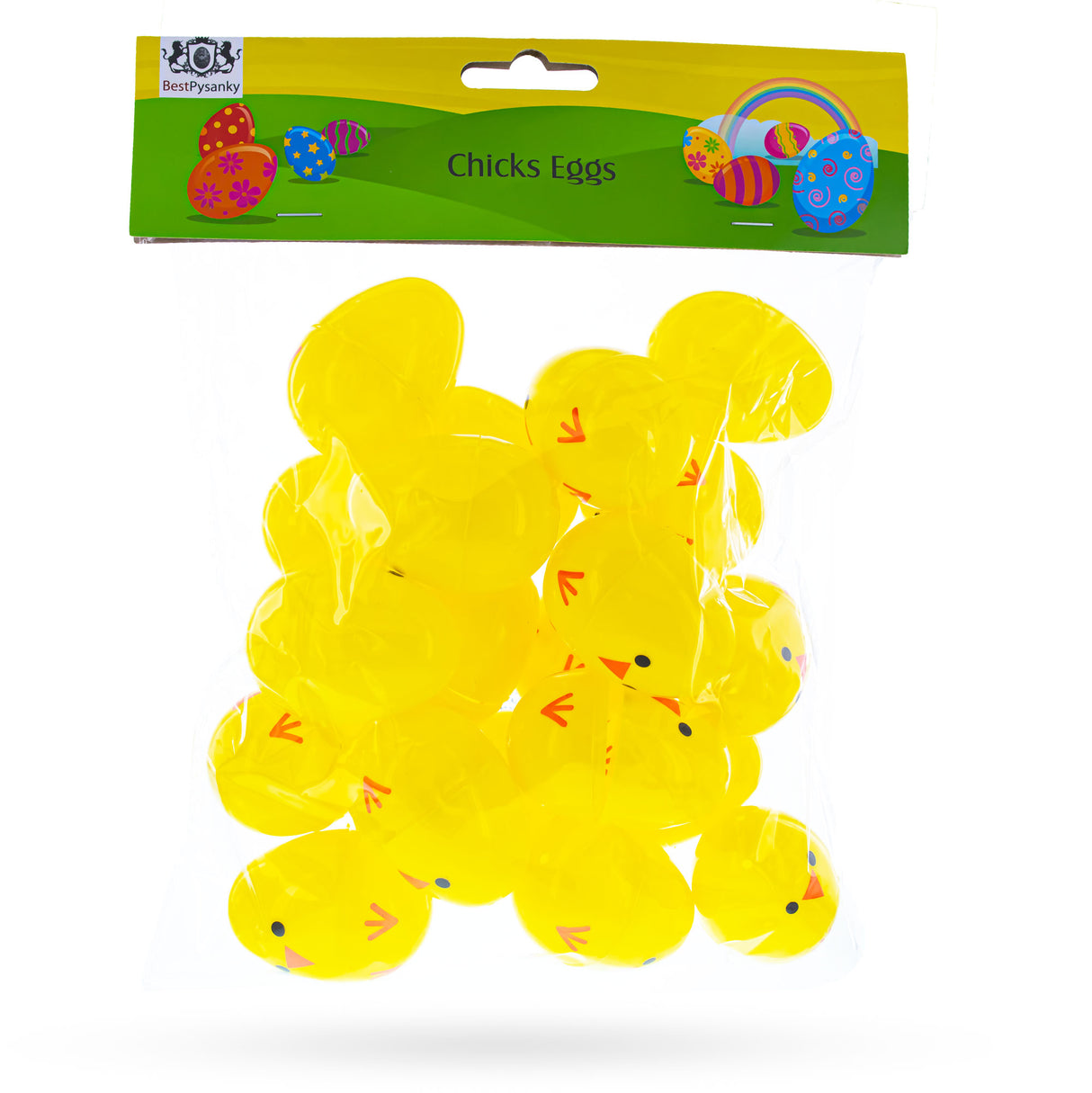 Cheerful Chicks: Set of 20 Chicks Fillable Plastic Easter Eggs 2.25 Inches ,dimensions in inches: 2.25 x 14 x 1.55