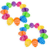 Set of 24 Colorful Zebra Print Fillable Plastic Easter Eggs 2.25 Inches , dimensions in inches: 2.25 x 1.7 x 1.7