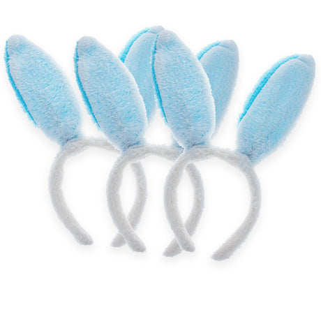 Set of 3 Blue Fabric Bunny Ear Headbands, Each 11.7 Inches , dimensions in inches: 11.7 x 11.7 x 4.6