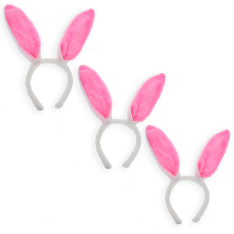 Set of 3 Easter Fabric Bunny Ear Headbands, Each 11.7 Inches in Pink color