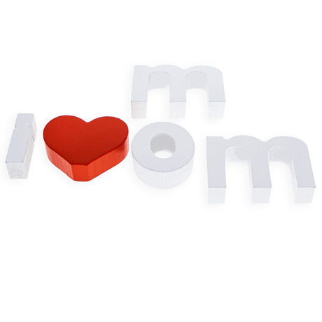 Cherished 'I Love Mom' Wooden Phrase Display , dimensions in inches:  x  x