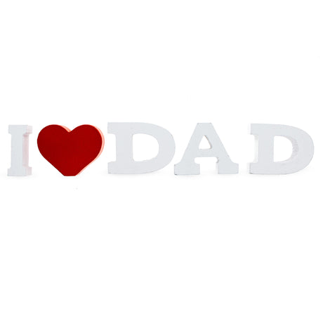 I Love Dad Wooden Sign – Father's Day Gift & Home Decor Accent in White color