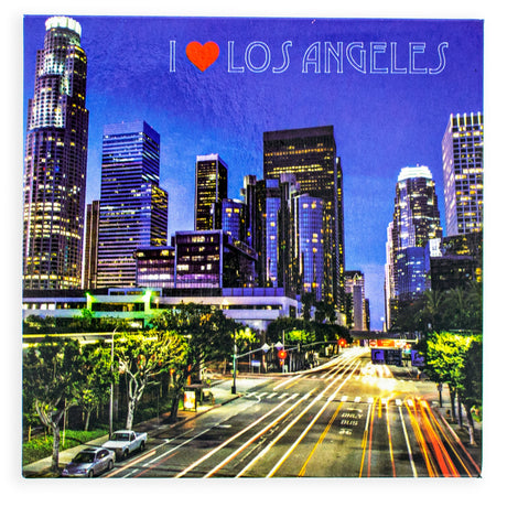 Paper "I Love Los Angeles" Souvenir Fridge Magnet in Blue color Square