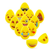 Set of 12 Facial Expressions Plastic Easter Eggs 2.25 Inches in Yellow color Oval