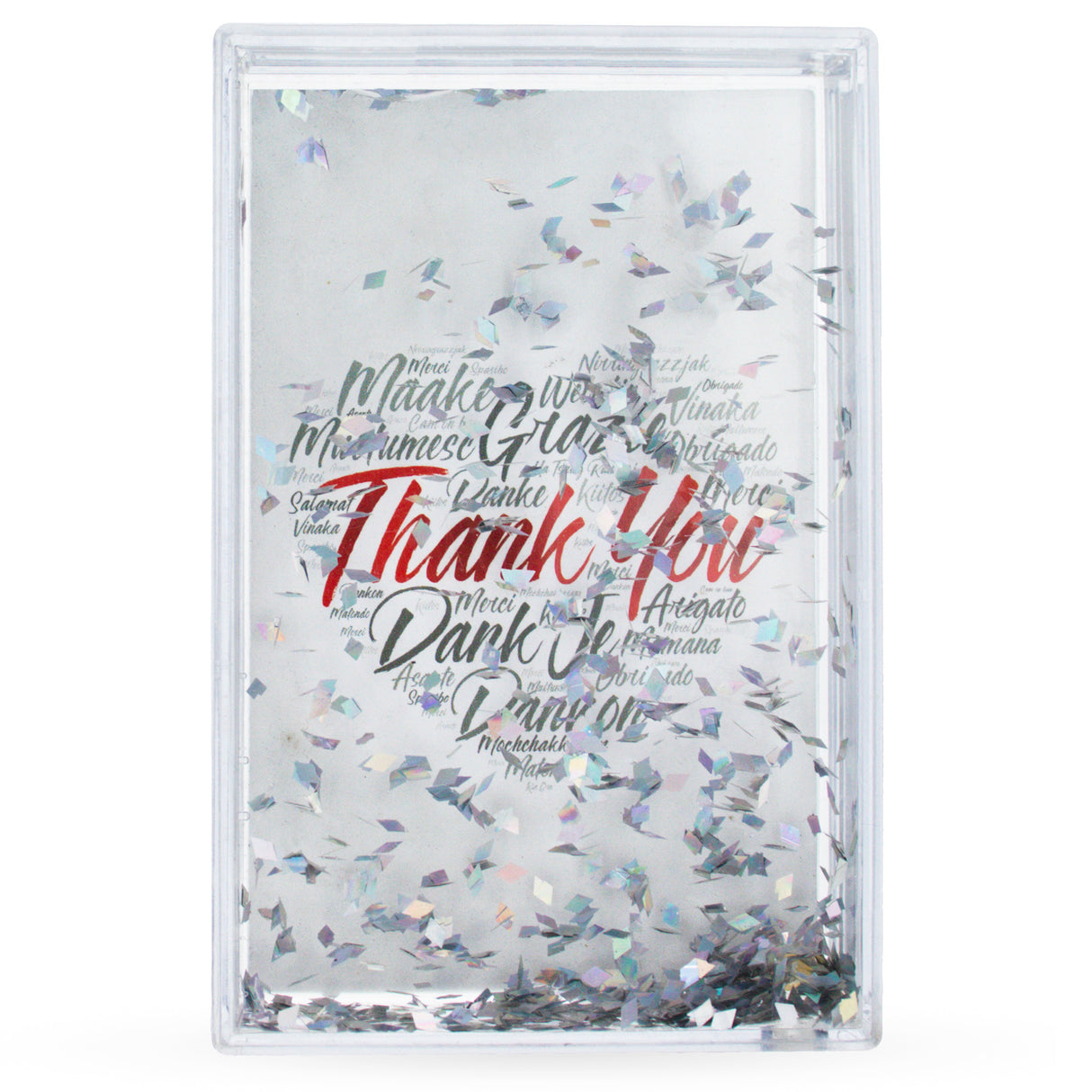 Plastic Father's Day Clear Rectangular Plastic Glitter Water Picture Frame in Clear color Rectangle