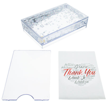 Father's Day Clear Rectangular Plastic Glitter Water Picture Frame , dimensions in inches: 3.7 x 0.88 x 2.4