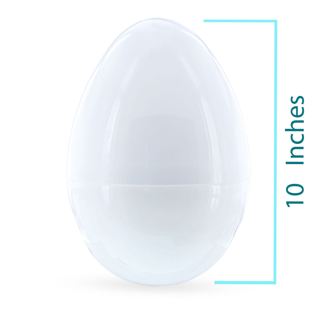 Set of 2 White Plastic Jumbo Large Size Easter Eggs 10 InchesChina , dimensions in inches: 10 x 7 x 7