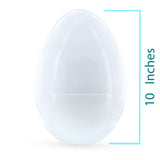 Set of 2 White Plastic Jumbo Size Easter Eggs 10 Inches ,dimensions in inches: 10 x 7 x 7