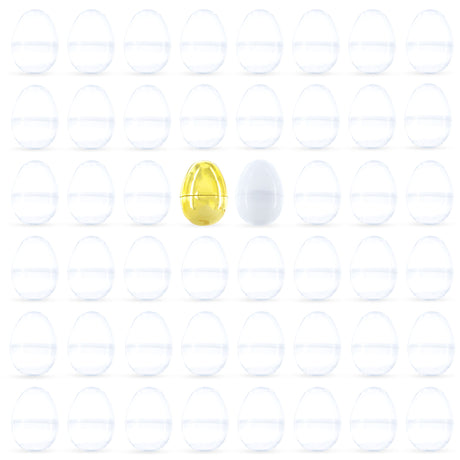 Set of 48 Easter Egg Assortment: 46 Transparent, 1 Gold, and 1 White Plastic Egg in Clear color, Oval shape