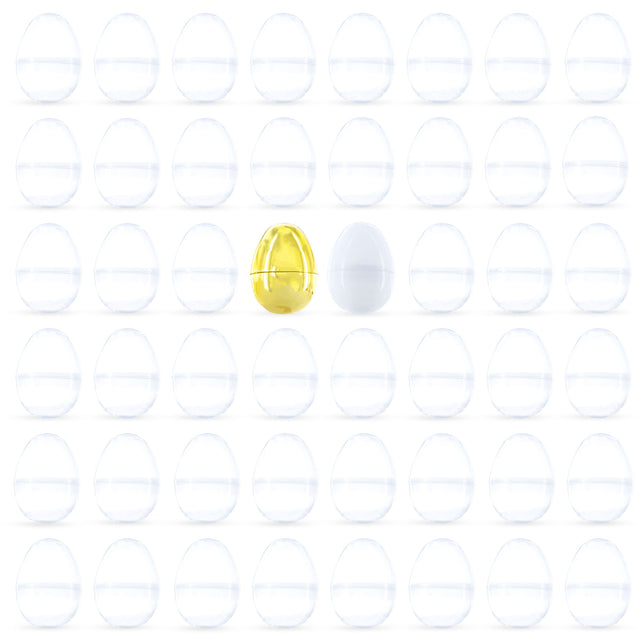 Plastic Set of 48 Easter Egg Assortment: 46 Transparent, 1 Gold, and 1 White Plastic Egg in Clear color Oval