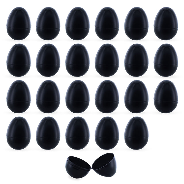 Plastic Erasable Fun: Set of 24 Matte Blackboard Plastic Easter Eggs, Each 2.25 Inches in Black color Oval