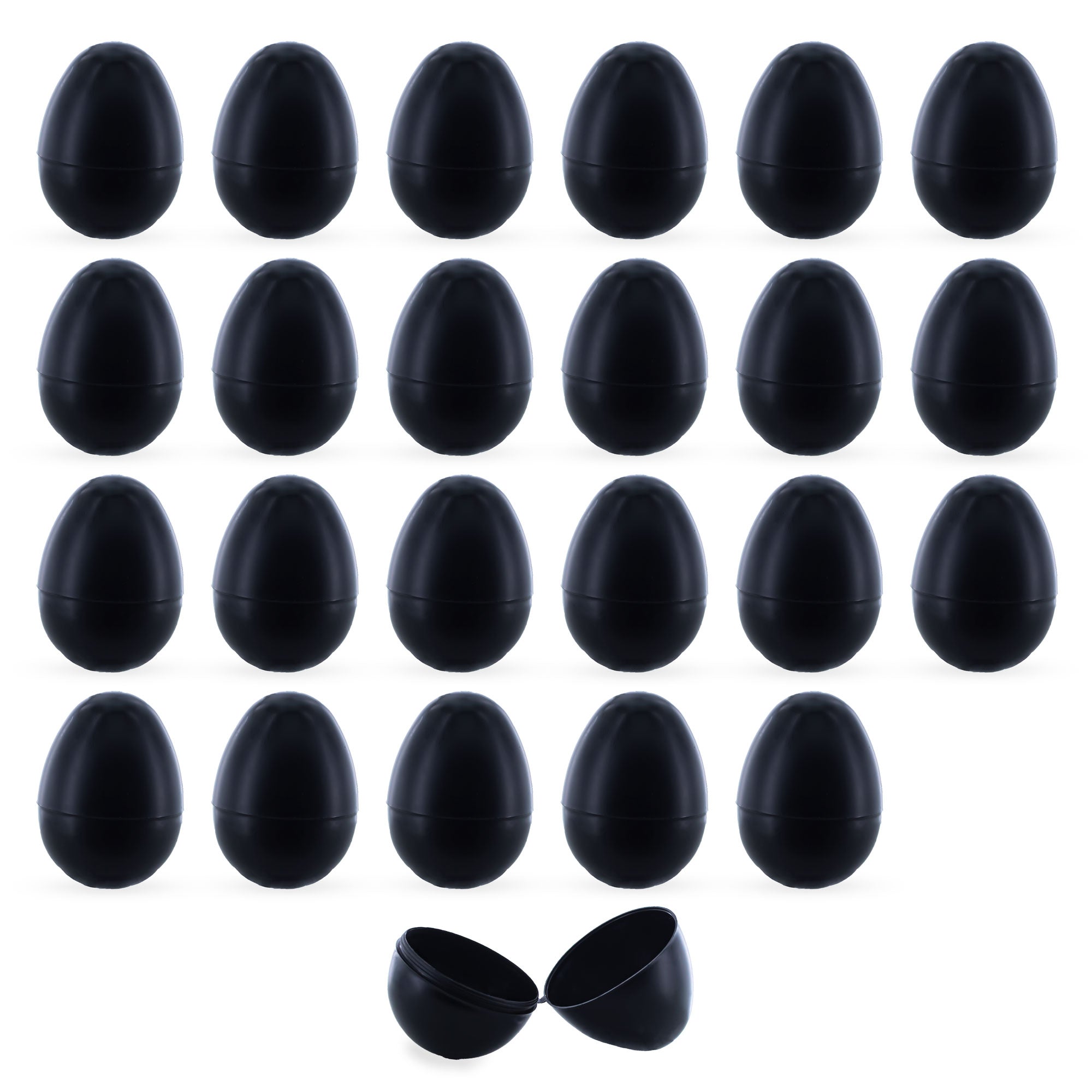 24 Matte Blackboard Plastic Easter Eggs 2.25 Inches in Black color Oval