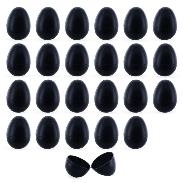 24 Matte Blackboard Plastic Easter Eggs, Each 2.25 Inches in Black color Oval