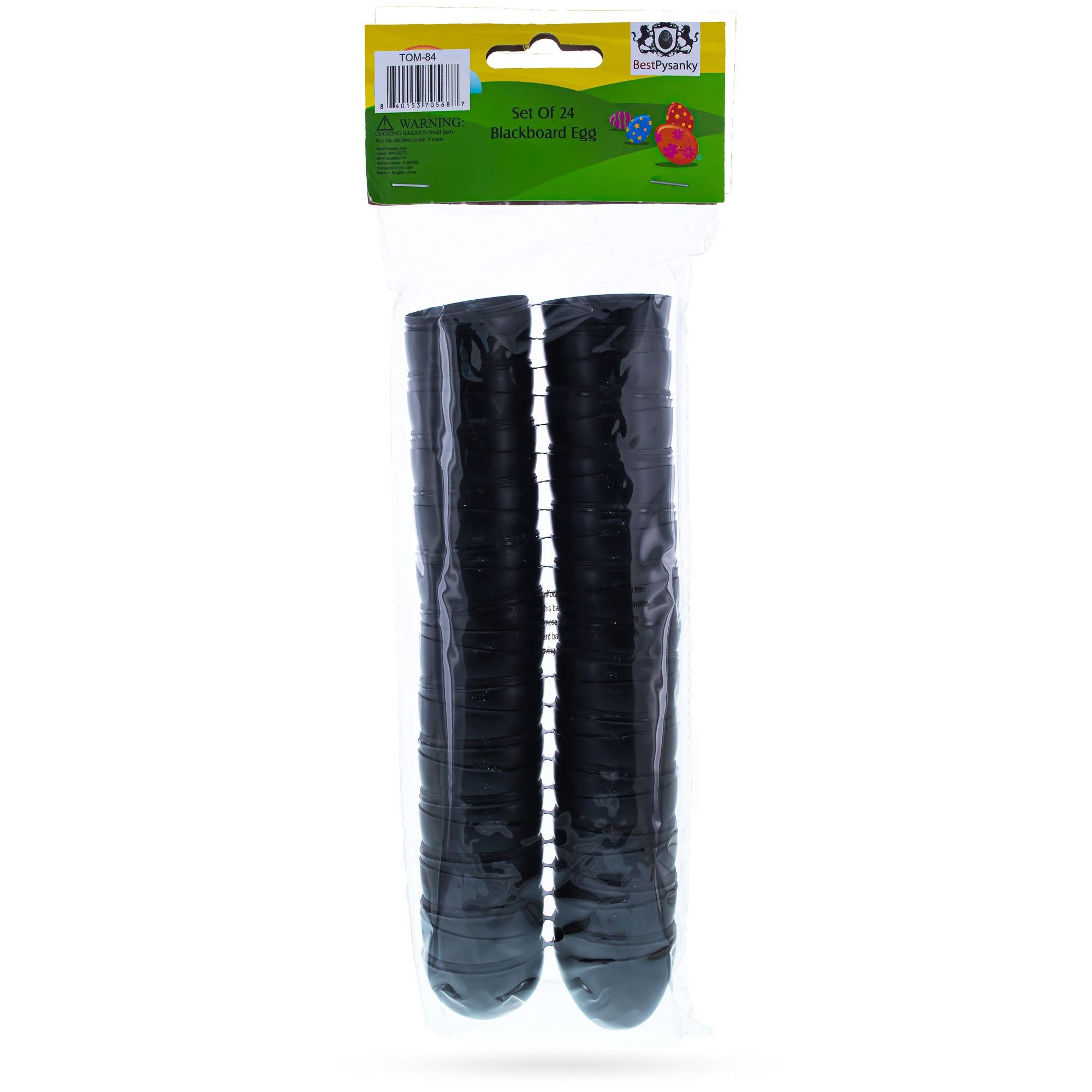 24 Matte Blackboard Plastic Easter Eggs 2.25 InchesChina , dimensions in inches: 2.25 x 1.65 x 1.65