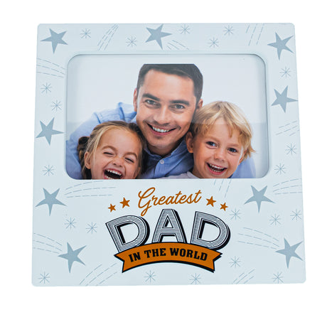 World's Greatest Dad Photo Frame in White color, Rectangle shape
