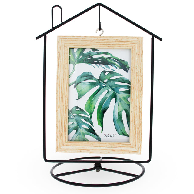 Metal Black House-Shaped Picture Frame and Ornament Stand in Black color