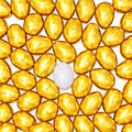 Set of 48 Plastic Eggs: 47 Metallic Gold and 1 Surprise White Egg in Gold color Oval
