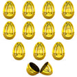 Set of 12 Very Shiny Golden Plastic Easter Eggs, 2.25 Inches in Gold color, Oval shape