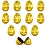 Plastic Set of 12 Very Shiny Golden Plastic Easter Eggs, 2.25 Inches in Gold color Oval