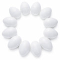 12 White Plastic Easter Eggs in White color Oval