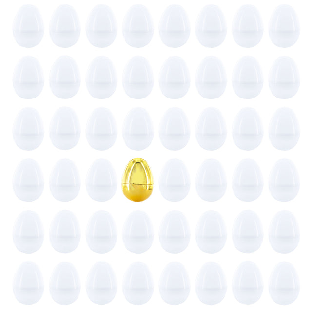 47 White Plastic Easter Eggs + 1 Surprise Golden Egg Set in White color Oval
