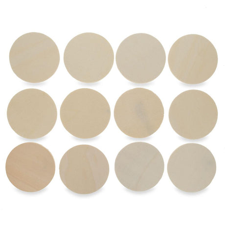 Wood 12 Circles Unfinished Wooden Shapes Craft Cutouts DIY Unpainted 3D Plaques 3 Inches in Beige color Round