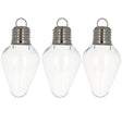 Set of 3 Clear Plastic Light Bulb Christmas Ornaments DIY Craft 4 Inches in Clear color, Rhombus shape