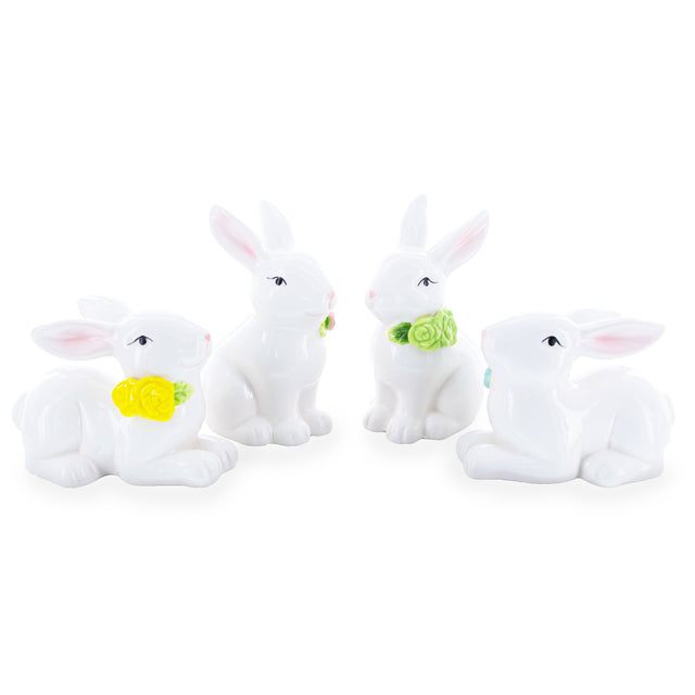 Set of 4 Porcelain Easter Bunnies 4 Inches in Multi color