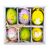 Set of 6 Real Eggshell Bunny, Chick and Goose Easter Egg Ornaments in Multi color Oval
