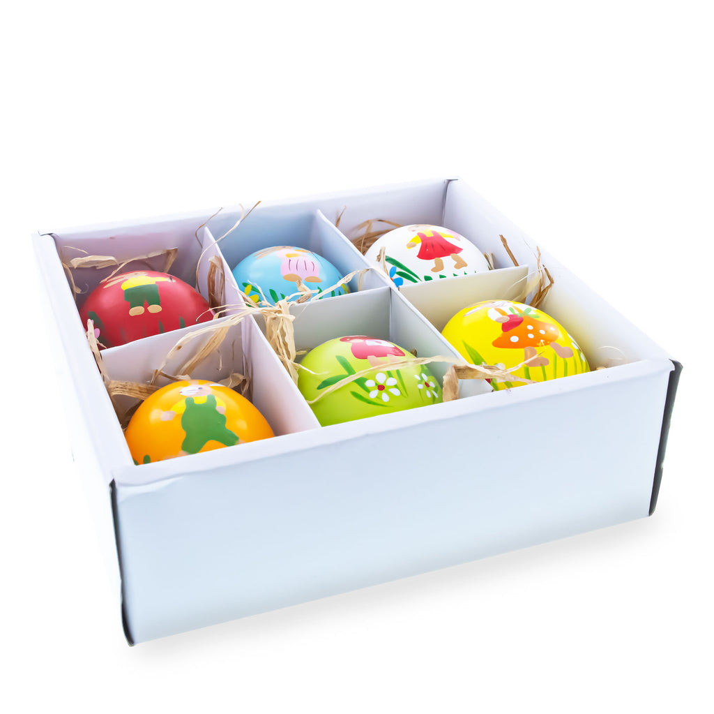 Set of 6 Real Eggshell Bunny, Chick and Goose Easter Egg Ornaments , dimensions in inches: 2.5 x 1.5 x 1.5
