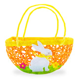 Set of 2 Easter Baskets with White Bunny and Flowers in Multi color
