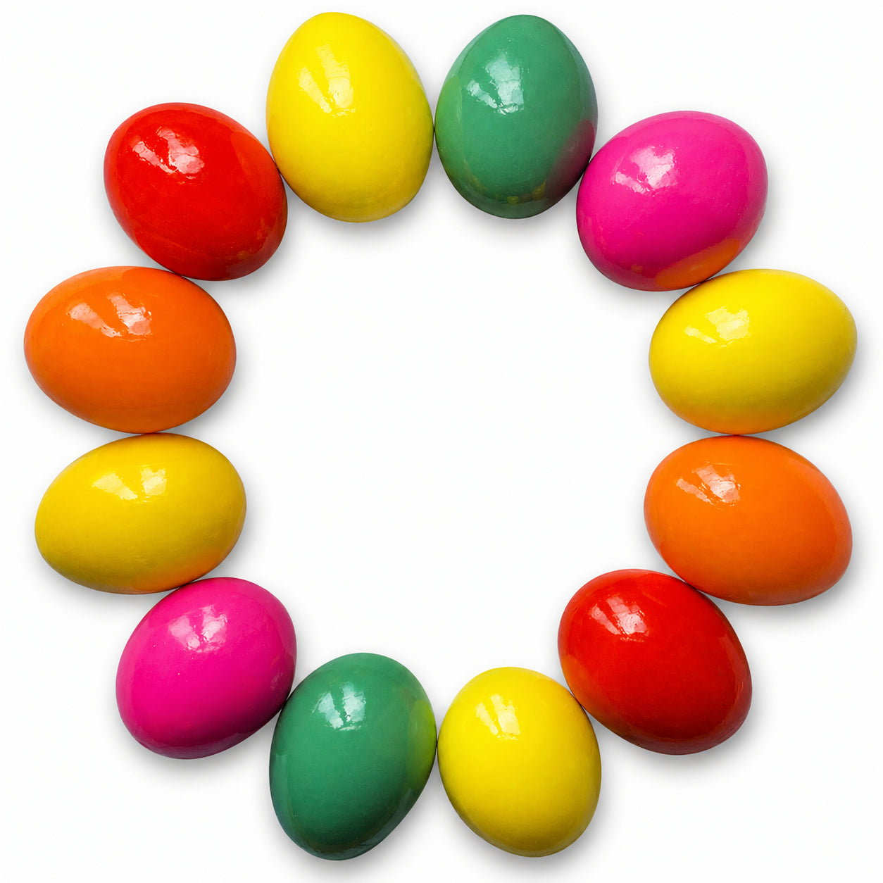 Set of 12 Real Eggshell Pysanky Easter Eggs 2.5 Inches in Multi color Oval