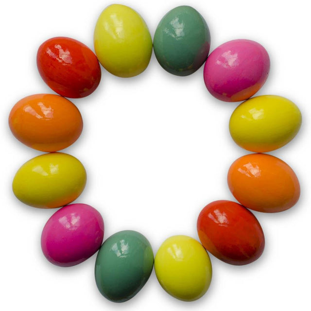 Set of 12 Real Eggshell Pysanky Easter Eggs 2.5 Inches in Multi color, Oval shape