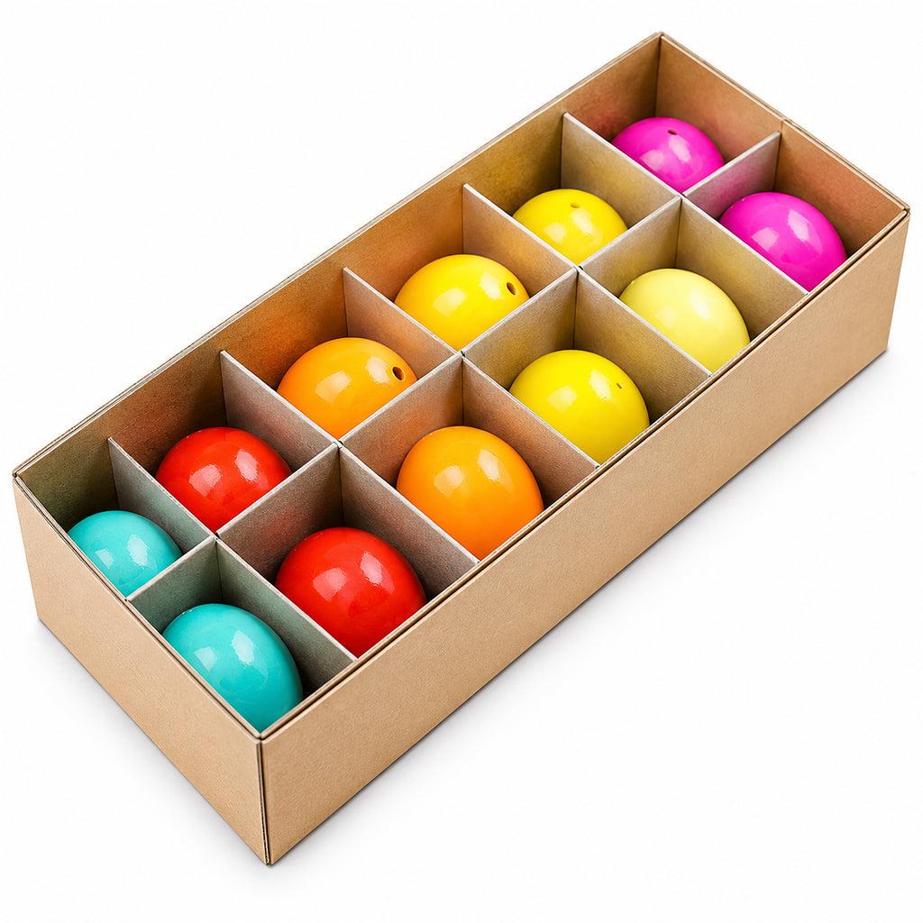 Set of 12 Real Eggshell Pysanky Easter Eggs 2.5 InchesChina , dimensions in inches: 2.5 x 1.75 x 1.75