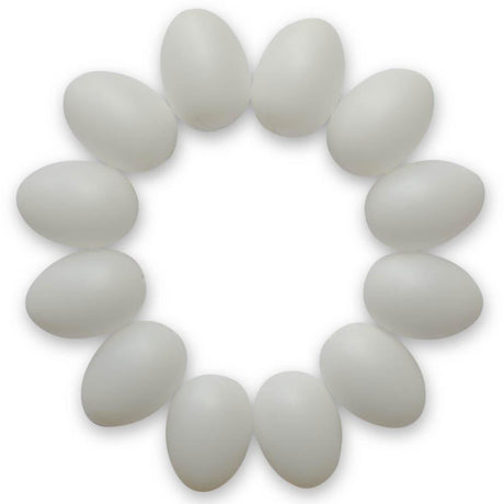 12 Blank Hollow Solid White Plastic Easter Eggs 2.25 Inches in White color, Oval shape