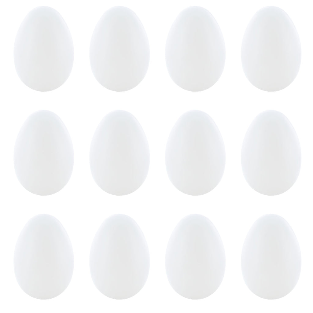 12 Blank Hollow Solid White Plastic Easter Eggs 2.25 Inches in White color Oval