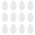 12 Blank Hollow Solid White Plastic Easter Eggs 2.25 Inches in White color Oval