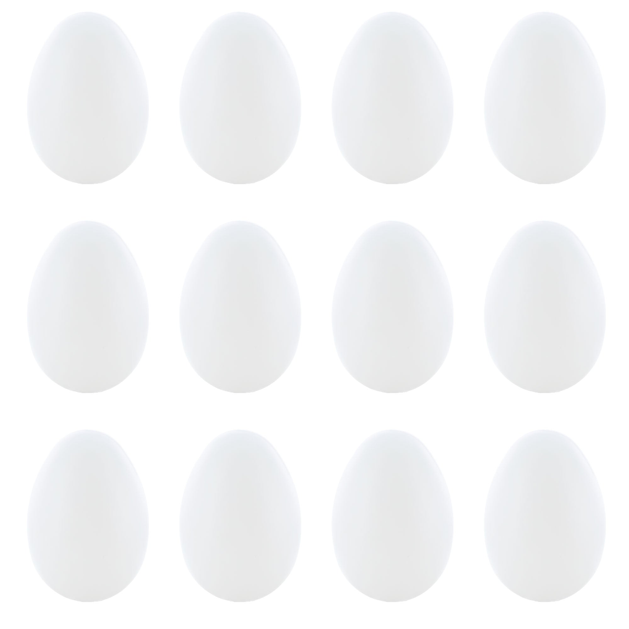 12 Blank Hollow Solid White Plastic Easter Eggs 2.25 Inches in White color Oval