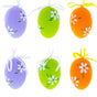 Set of 6 Green, Purple, Orange Flowers Plastic Easter Egg Ornaments 2.25 Inches in Orange color Oval