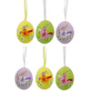 Eggshell Set of 6 Real Eggshell Bunny and Flowers Pysanky Easter Egg Ornaments 2.5 Inches in Multi color Oval